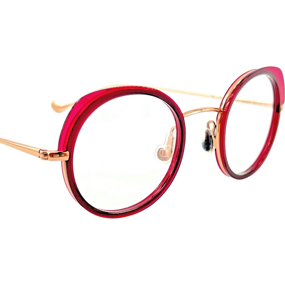 Caroline Abram Wally Womens Round Eyeglass Frame 604 Fuchsia Crystal Pink 45-22
